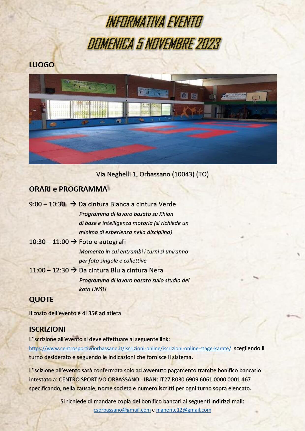 Stage 5 novembre 2023 - Karate - Centro Sportivo Orbassano